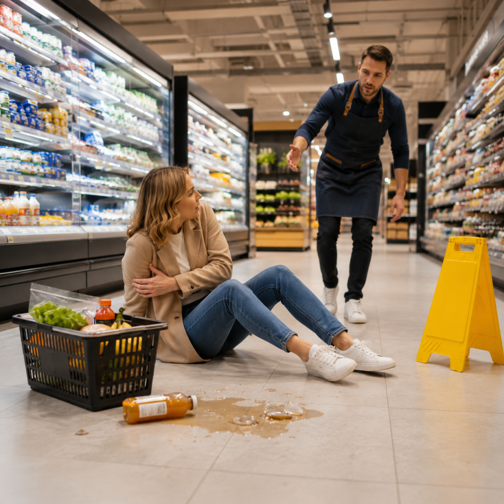 Injury and Liability After Slipping in a Supermarket